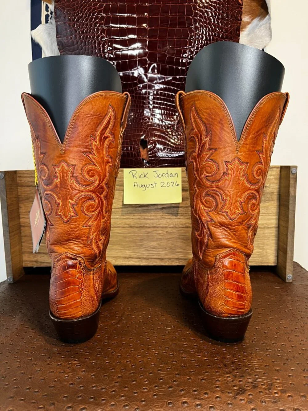 Lucchese 1883 Honey/Brandy Color Ostrich Leg Cowboy/Cowgirl Boots in size 10B/8D